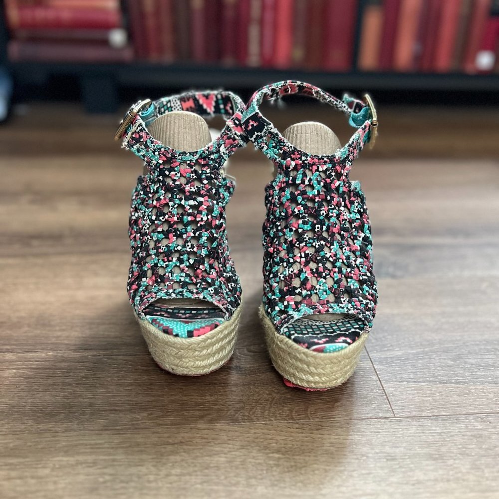 Betsey Johnson Beckeyy Braided Platform Jute Sandals Sz 8.5 - Picture 2 of 15